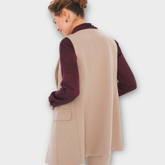 Chicos Black Label sleeveless long vest NWT beige sz 2 (US 12) career wear chic - Picture 3 of 14